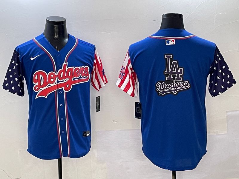 Men Los Angeles Dodgers Blank Blue a generation of national flags Joint name 2025 Nike MLB Jersey style 18